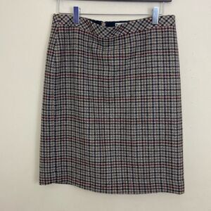 LL Bean Short Wool Blend Houndstooth Skirt size 6 Academia Classic Preppy Winter